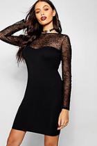 Boohoo Halloween Web Detail Long Sleeve Bodycon Mini Dress