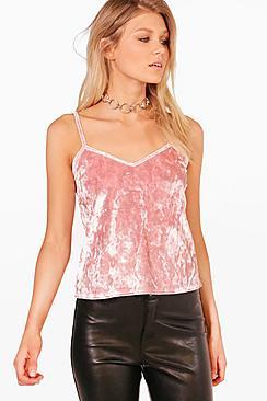 Boohoo Petite Shelly Crushed Velvet Cami Top