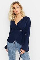 Boohoo Wrap Around O Ring Detail Blouse