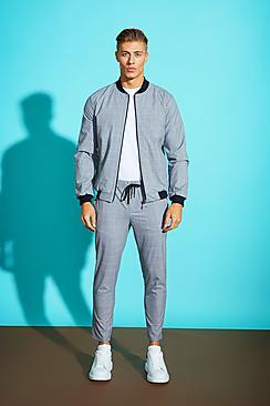 Boohoo Window Pane Check Smart Bomber Jacket