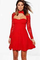 Boohoo Afua Choker Lace Detail Skater Dress