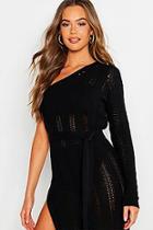Boohoo One Shoulder Knitted Maxi Dress