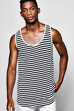 Boohoo Longline Stripe Vest With Step Hem
