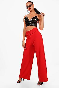 Boohoo Ring Detail Wide Leg Trouser