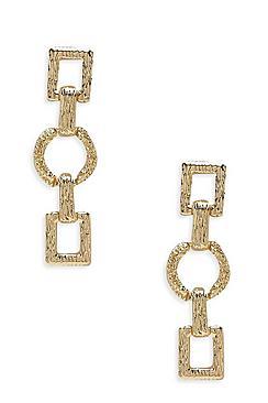 Boohoo Rectangle & Circle Linked Drop Earrings