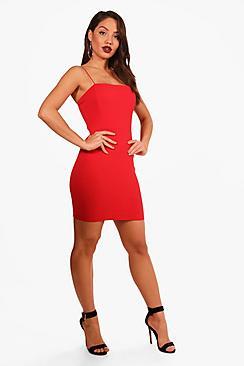 Boohoo Alesha Crepe Square Neck Bodycon Dress