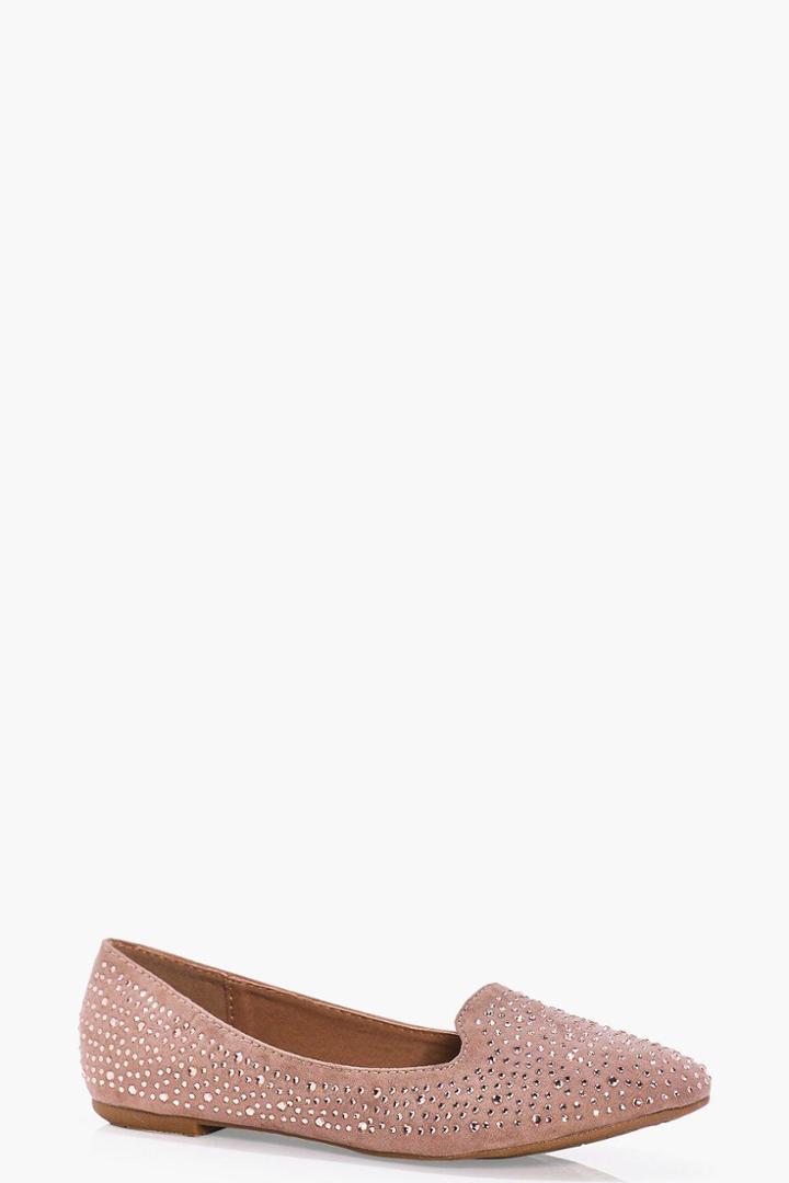 Boohoo Georgina Diamante Slipper Ballet Nude