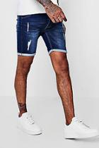 Boohoo Skinny Fit Jersey Denim Shorts With Selvedge