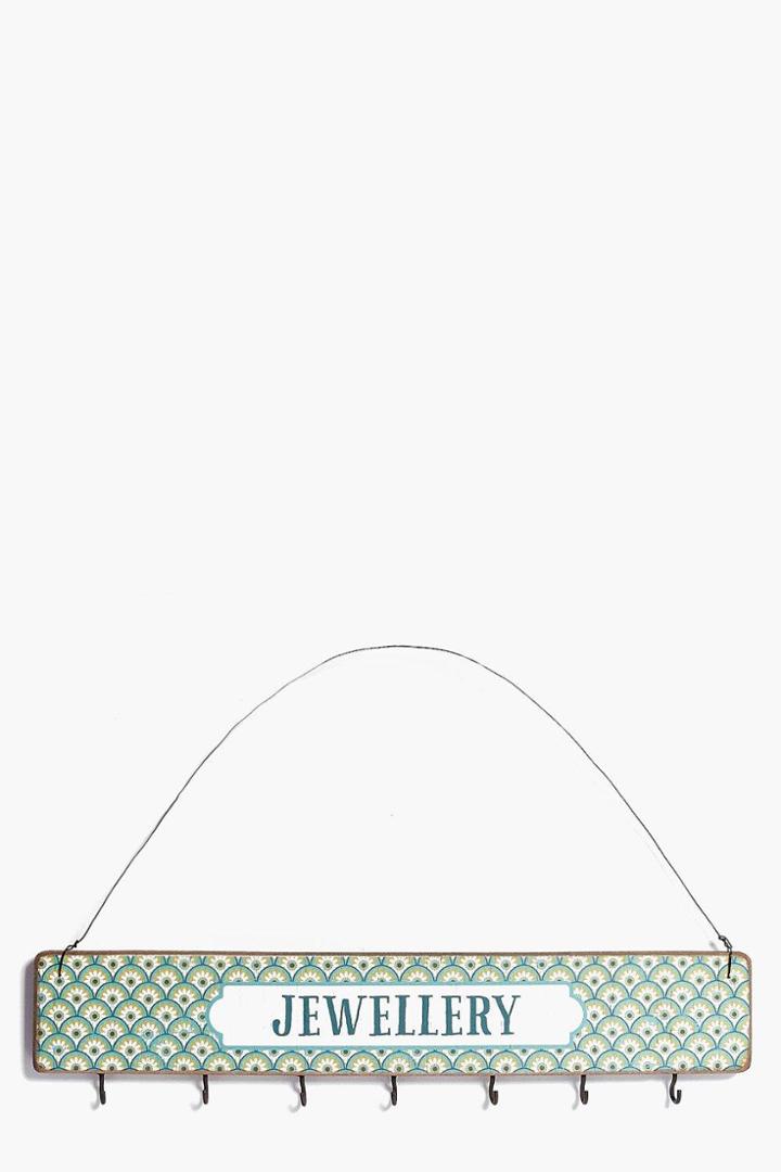 Boohoo Wood Print Jewellery Hanger With Hooks Multi
