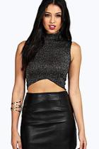 Boohoo Christine Turtle Neck Multi Colour Knitted Top