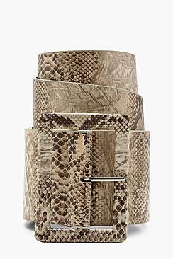 Boohoo Faux Snake Self Buckle Belt
