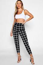 Boohoo Petite Grid Check Tapered Trousers