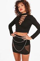 Boohoo Annie Lace Up Choker Detail Crop