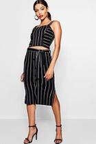 Boohoo Mary-lou Button Detail Pinstripe Skirt Co-ord