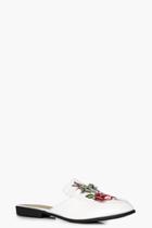Boohoo Phoebe Embroidered Floral Mule White