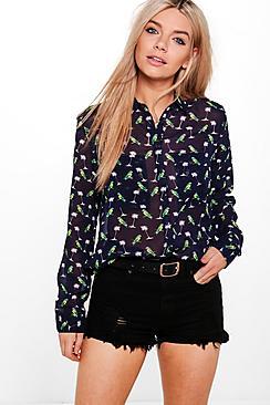Boohoo Mollie Parrot Print Shirt