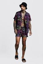 Boohoo Abstract Print Shirt & Swim Set
