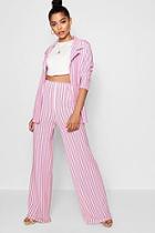 Boohoo Sasha Stripe Pleat Wide Leg Trouser