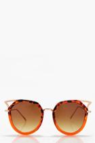 Boohoo Darcey Cat Eye Print Frame Sunglasses Orange