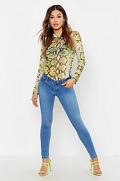 Boohoo Mis Rise Skinny Stretch Jeans