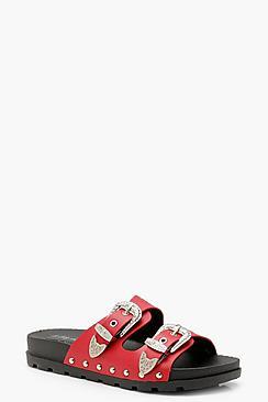 Boohoo Zoe Buckle Detail Footbed Sandals