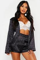 Boohoo Leopard Print Satin Tailored Short