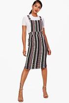 Boohoo Lola Pinafore Stripe Midi Dress