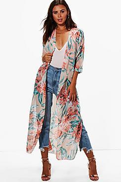 Boohoo Petite Emma Bright Floral Duster Jacket