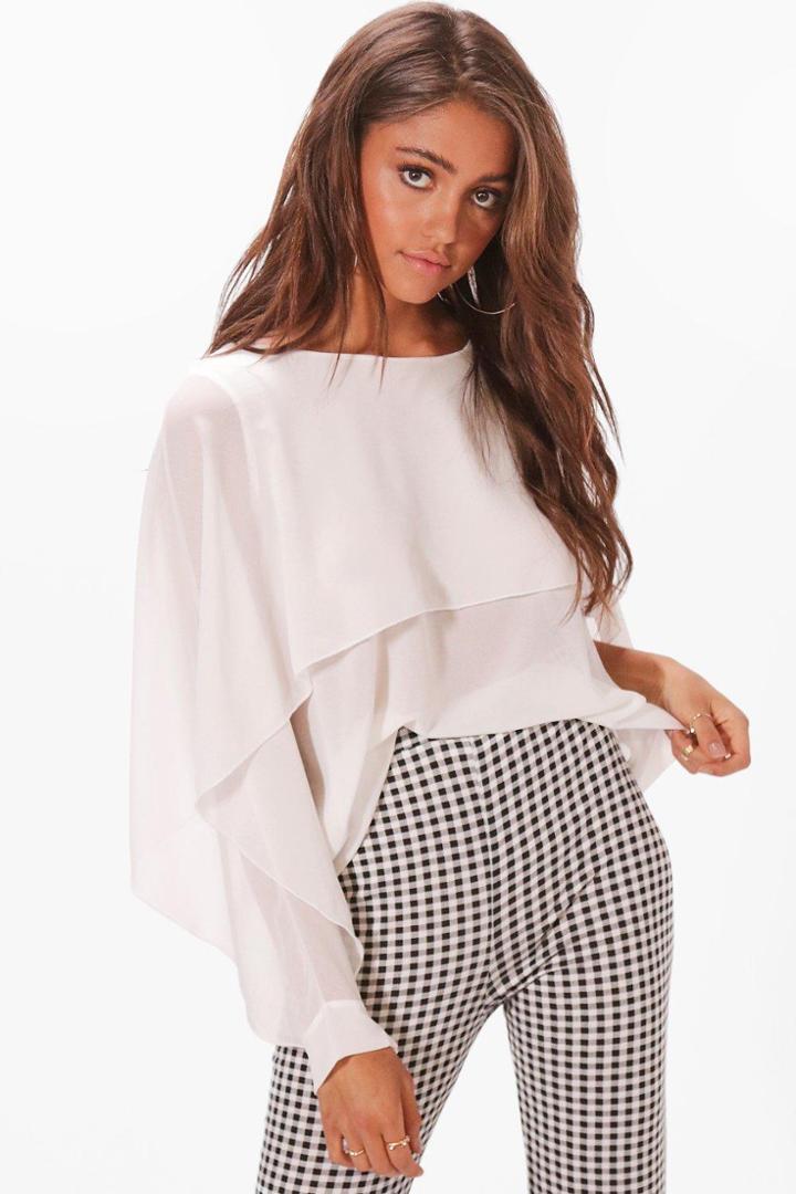 Boohoo Heidi Cuff Detail Blouse White