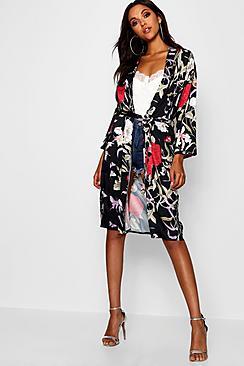 Boohoo Natalie Oriental Print Kimono