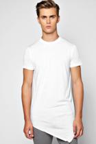 Boohoo Longline Draped Asymmetric T Shirt White