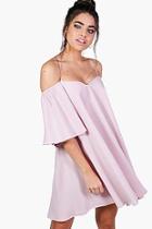 Boohoo Minnie Cold Shoulder Strap Front Swing Dress