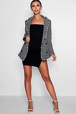 Boohoo Petite Abigail Oversized Boucle Blazer Coat