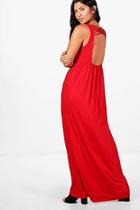 Boohoo Megan Plunge Front Open Back Maxi Dress