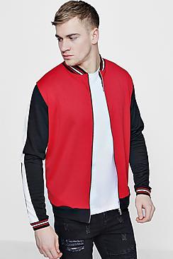 Boohoo Contrast Panel Sports Jersey Bomber Jacket