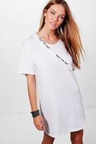 Boohoo Molly Slogan Choker Oversized T-shirt Dress