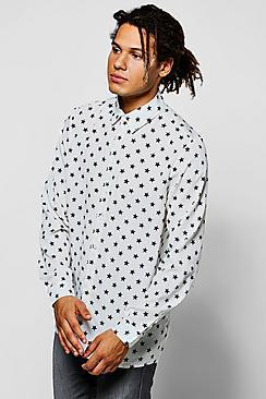 Boohoo Star Print Long Sleeve Shirt