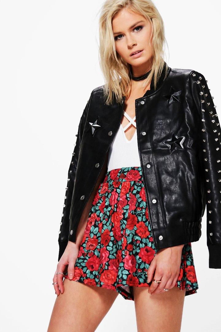 Boohoo Rose Print Flippy Shorts Multi