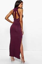 Boohoo Turtle Neck Cut Out Back Detail Maxi Dress