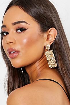 Boohoo Textured Rectangle Statement Earrings