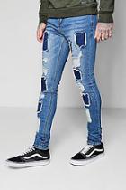 Boohoo Super Skinny Ripped Patchwork Jeans