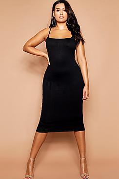 Boohoo Plus Jumbo Rib Midi Dress