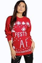 Boohoo Darcy Festive A.f. Christmas Jumper