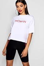 Boohoo Eliza Woman Slogan Crop T-shirt