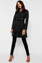 Boohoo Wrap Over Button Detail Duster