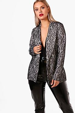 Boohoo Plus Shelly Lace Blazer