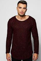 Boohoo Long Line Textured Jumper With Curve Hem