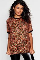 Boohoo Leopard Print Ringer T-shirt