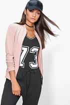 Boohoo Tall Paige Ribbed Jersey Zip Bomber