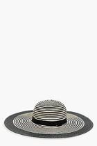 Boohoo Lisa Mono Stripe Floppy Straw Hat